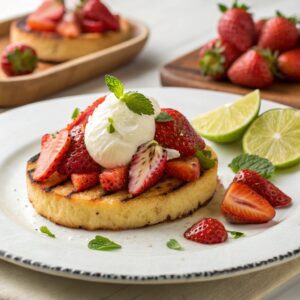 Grilled Homemade Shortcake With Strawberries & Lime Cream Recipe