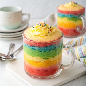 1 Minute Microwave Rainbow Mug Cake Recipe