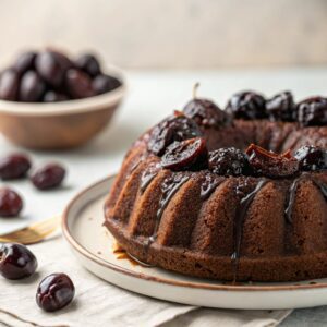Warm Chocolate Cake with Rum-Soaked Prunes Recipe