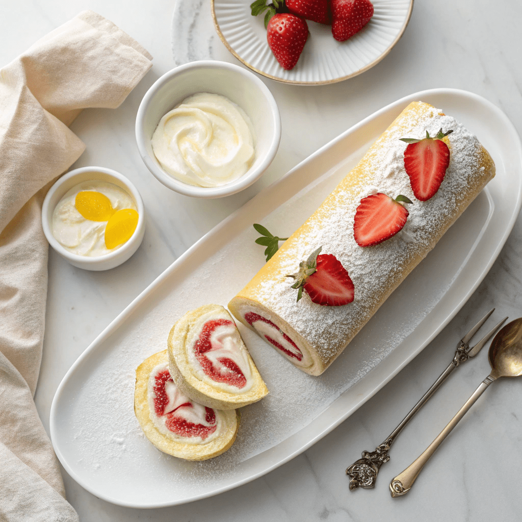 Ingredients for Swiss Roll Cake with Design