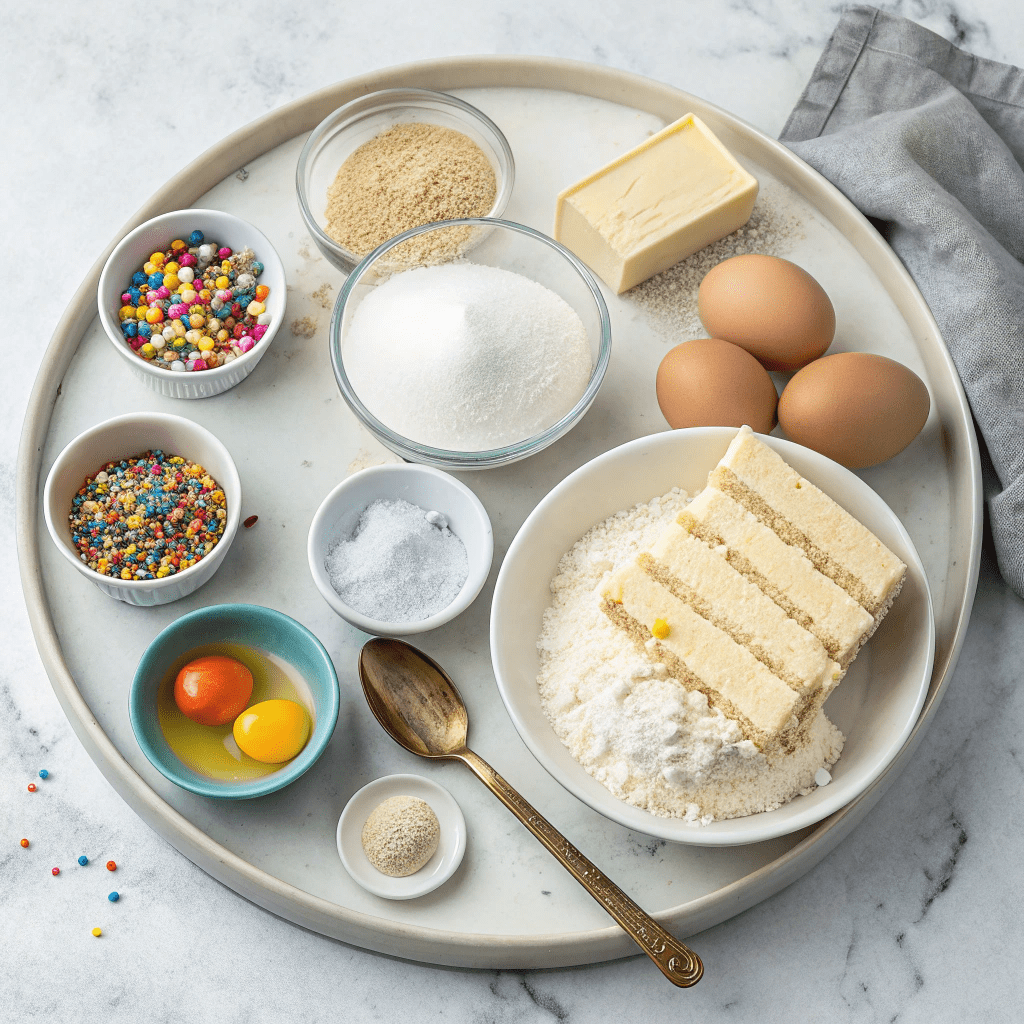 Ingredients for Birthday Funfetti Cupcakes