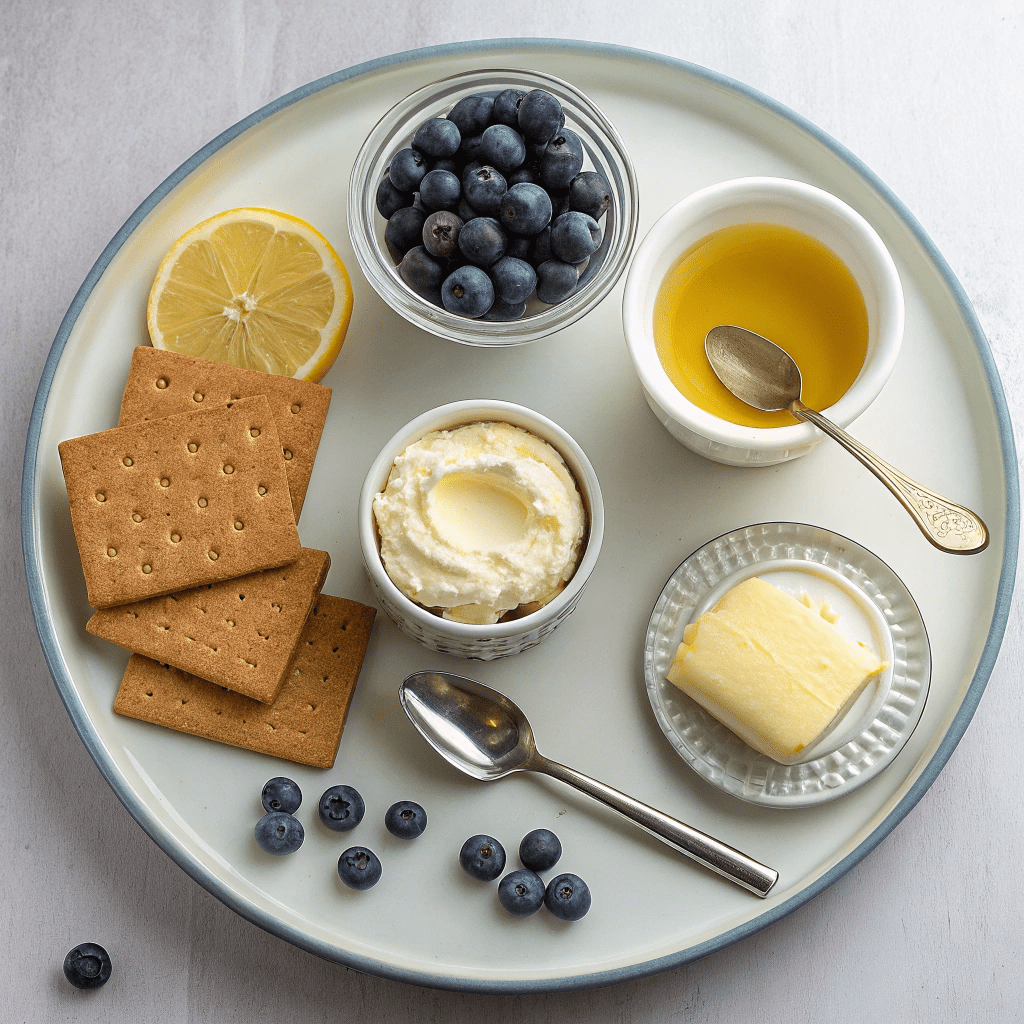 Ingredients for Lemon and Blueberry Single Serve Cheesecake