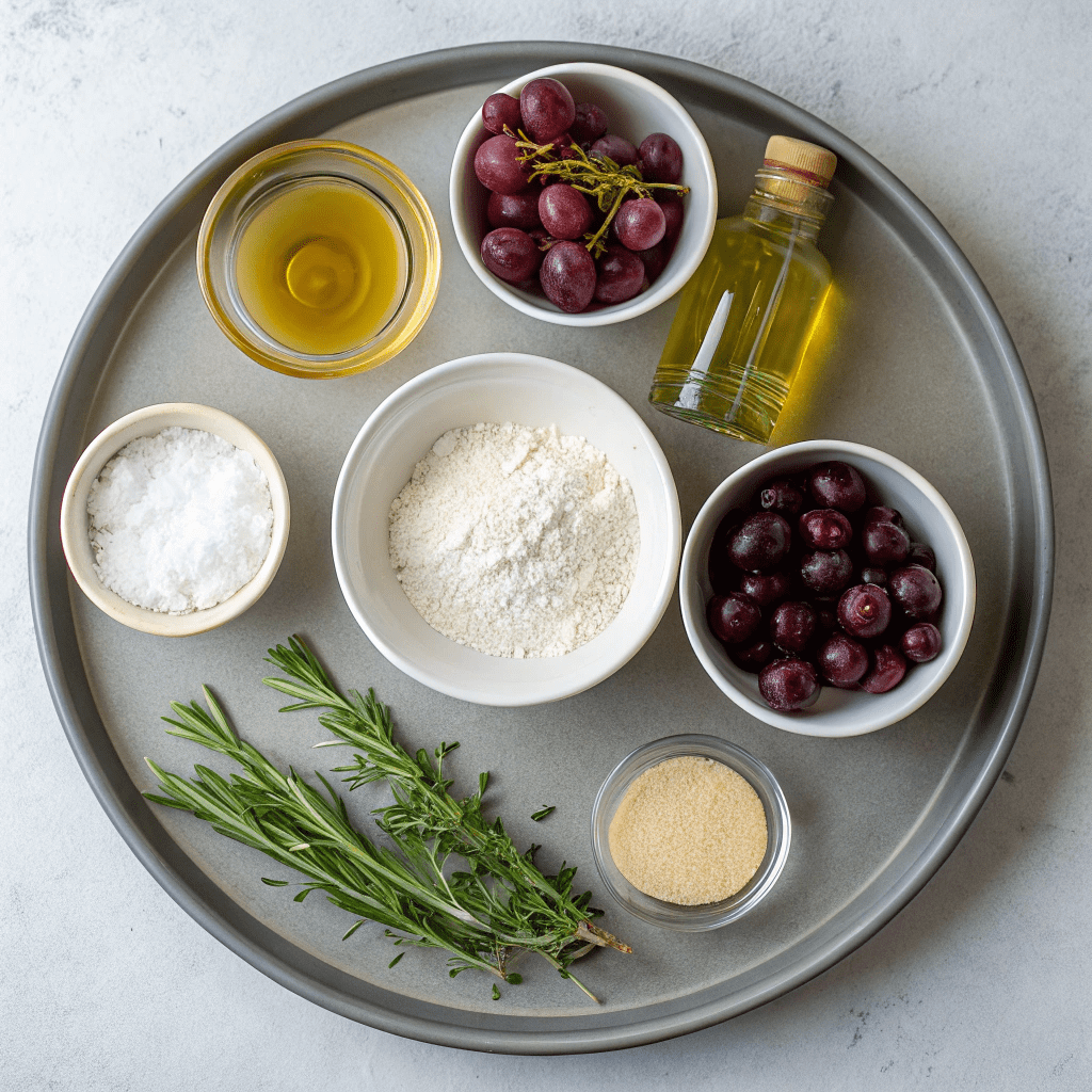 Ingredients for Grape and Rosemary Focaccia