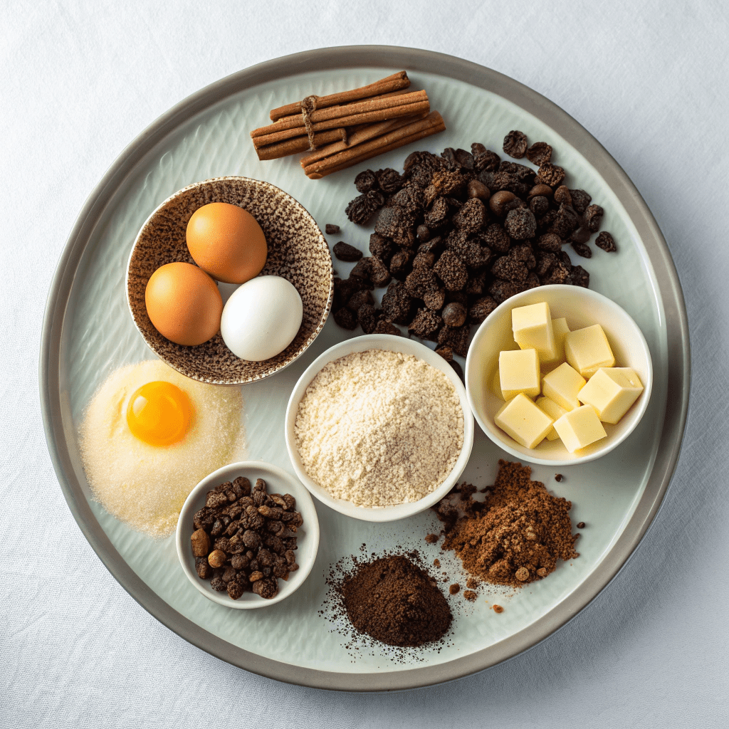 Ingredients for Warm Chocolate Cake with Rum-Soaked Prunes