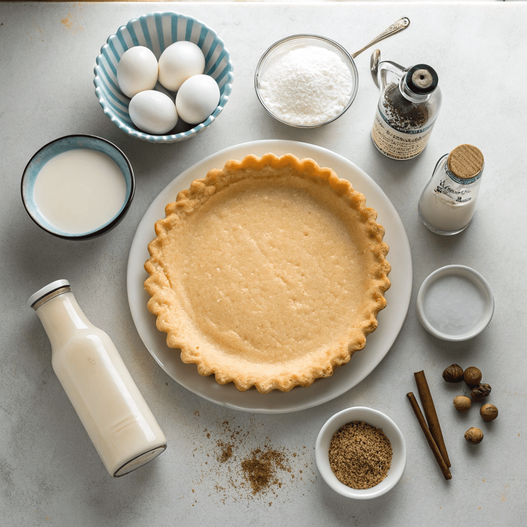 Ingredients for Southern Egg Custard Pie