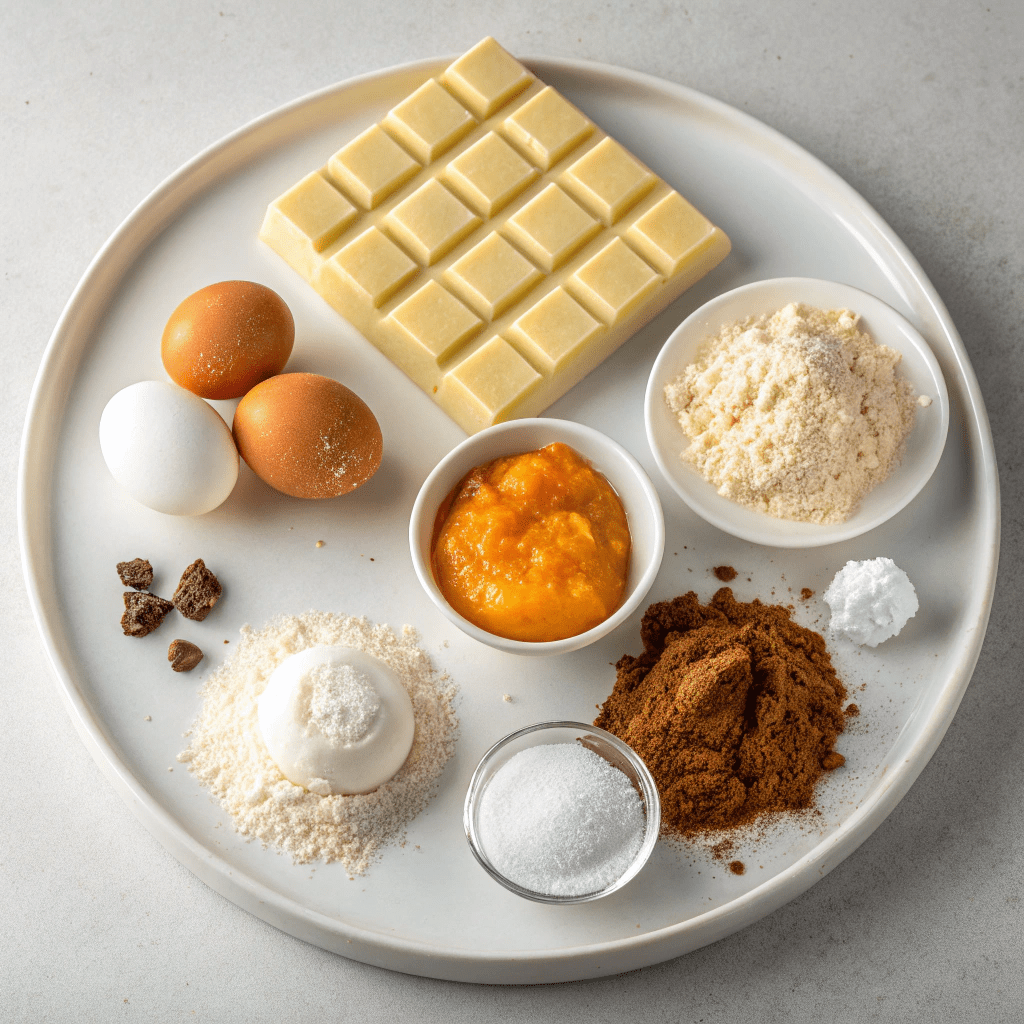 Ingredients for Pumpkin White Chocolate Lava Cake