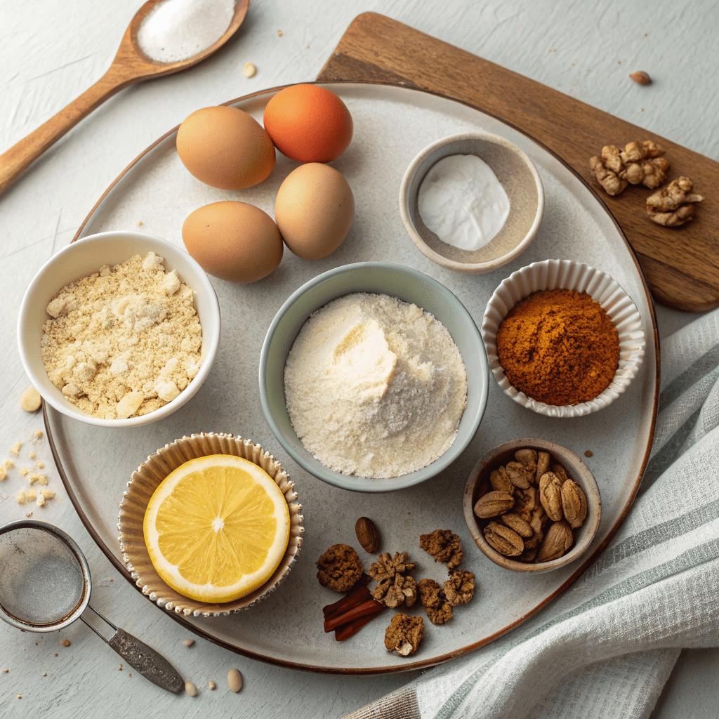Ingredients for Carrot Cake Muffins with Cream Cheese Filling
