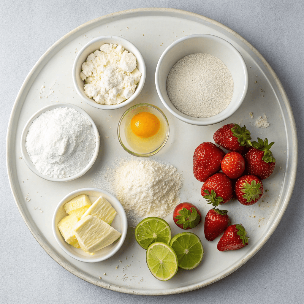 Ingredients for Grilled Homemade Shortcake With Strawberries & Lime Cream