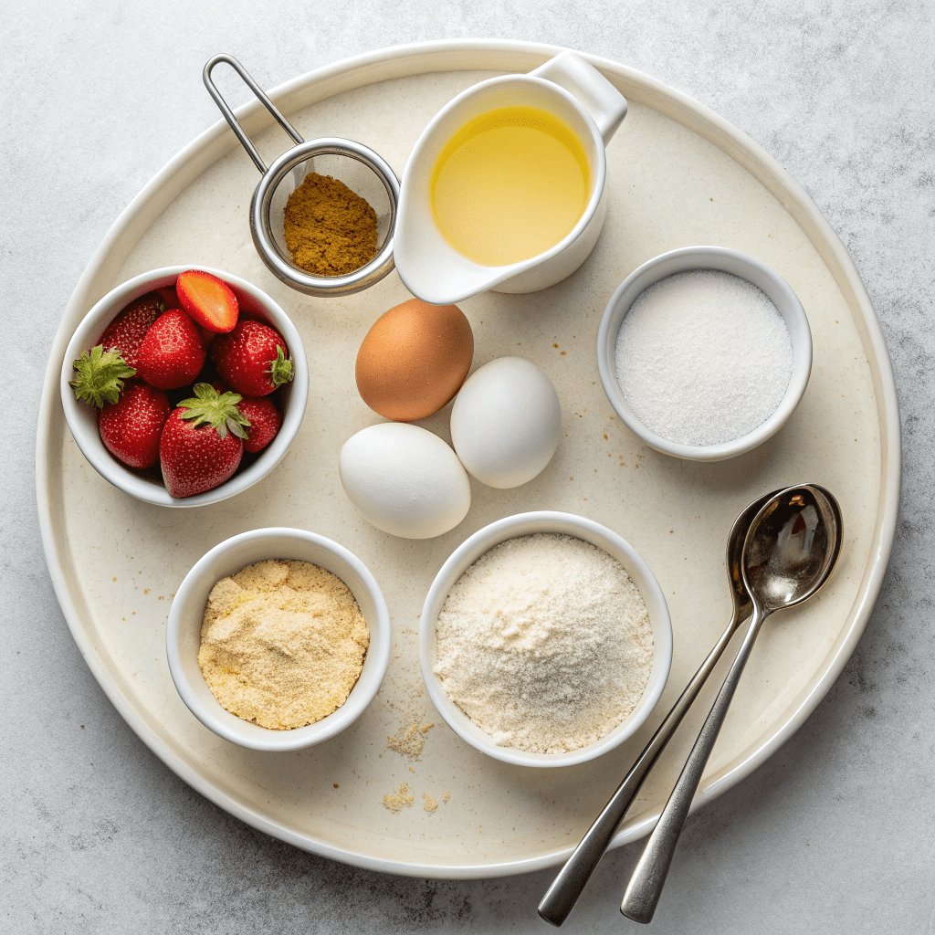 Ingredients for Strawberry Cornmeal Quick Bread