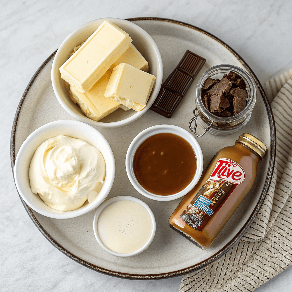 Ingredients for No-Bake Twix Pie