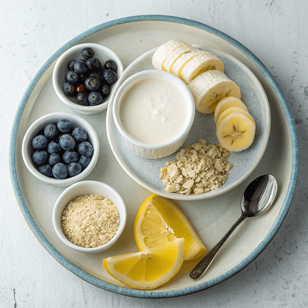Ingredients for Blueberry Muffin Smoothie