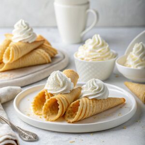 Norwegian Krumkake Cookies (With Whipped Cream) Recipe