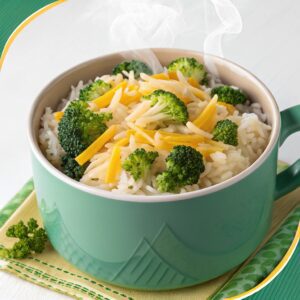 Microwave Mug Cheese and Broccoli Rice Bowl Recipe