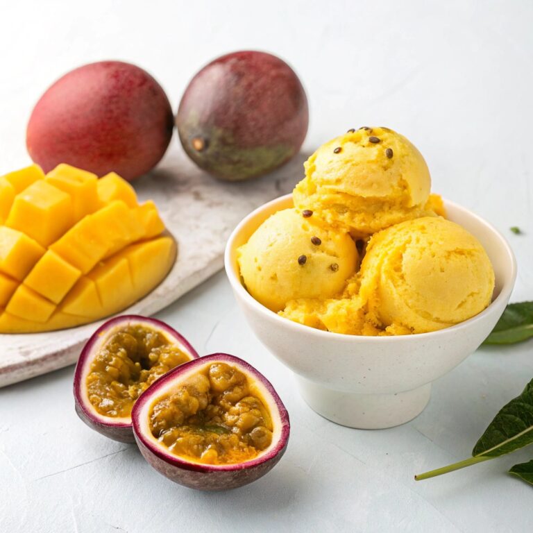 Homemade Mango & Passion Fruit Sorbet in 5 Minutes (No Machine) Recipe