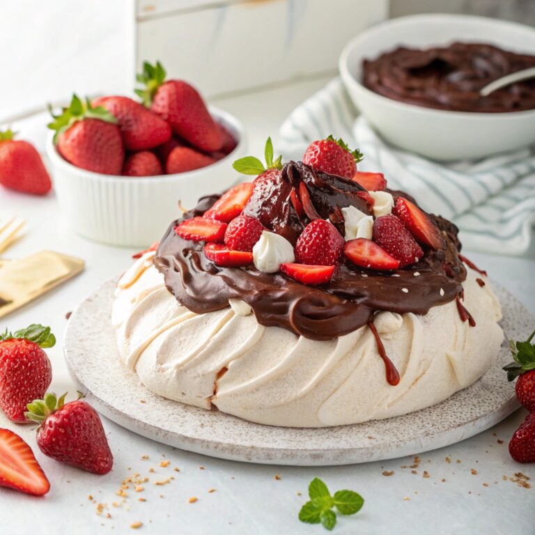 Chocolate Pavlova with Strawberries and Cream Recipe