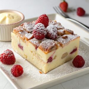 White Chocolate, Whiskey, and Raspberry Bread Pudding Recipe