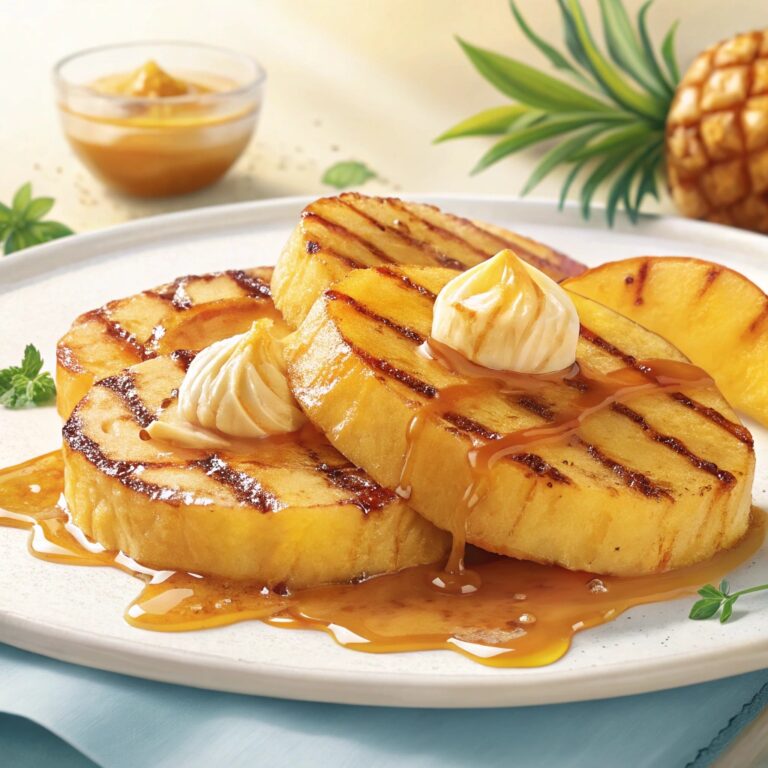 Grilled Pineapple with Butter Rum Sauce Recipe