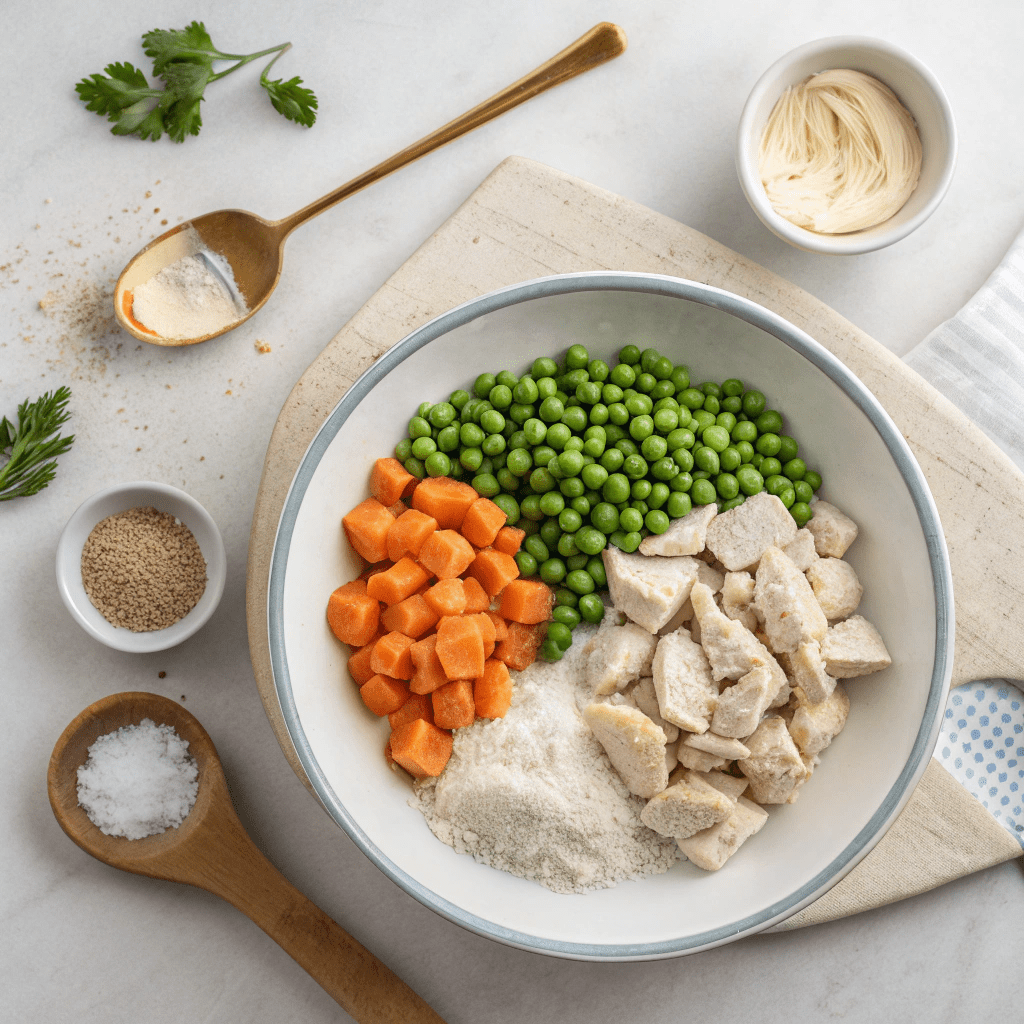Ingredients for Microwave Chicken Pie in a Mug