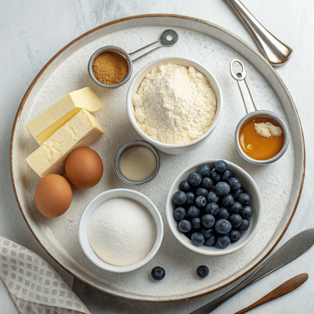 Ingredients for Homemade Blueberry Pancakes
