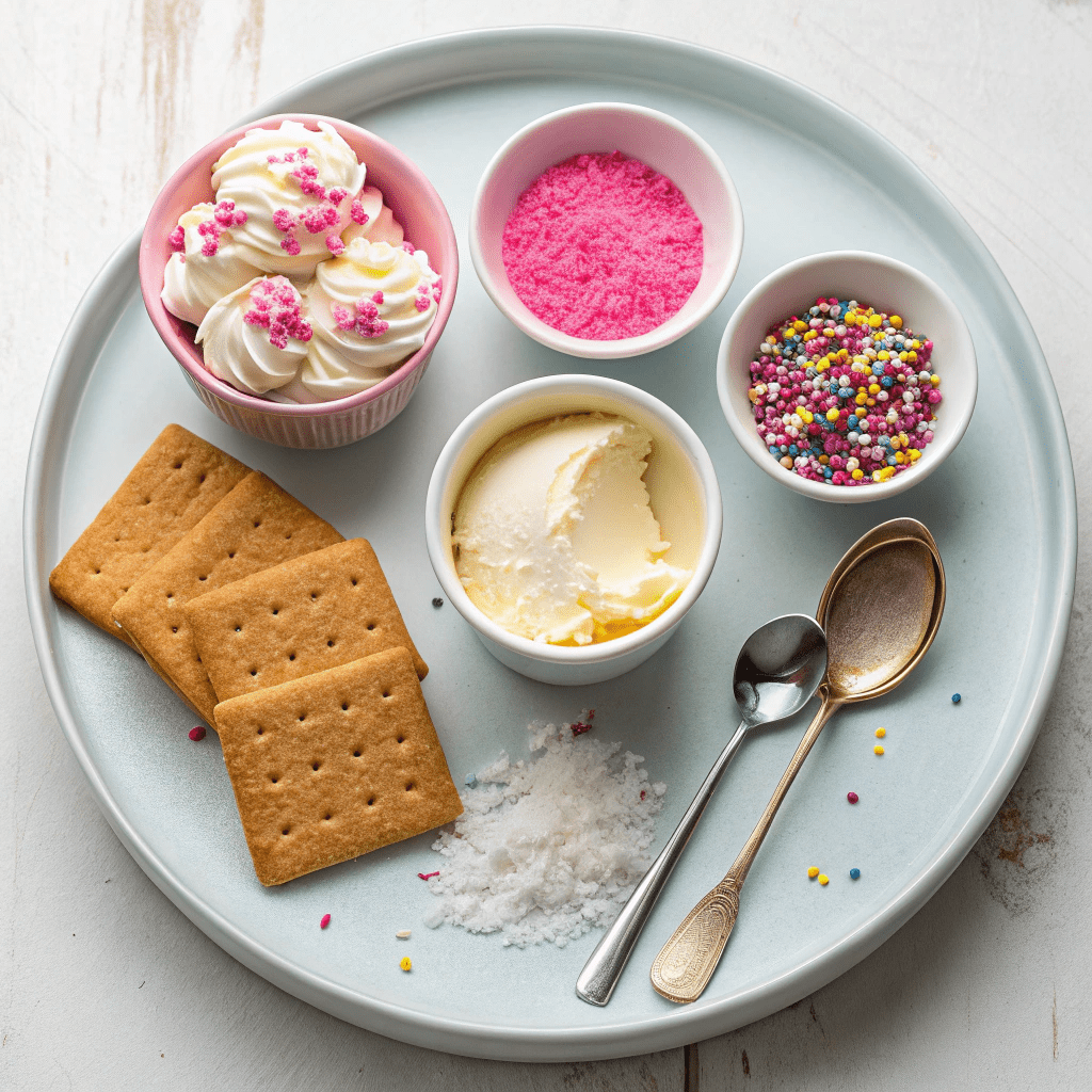 Ingredients for Single Serve Funfetti Cheesecake (No Bake)
