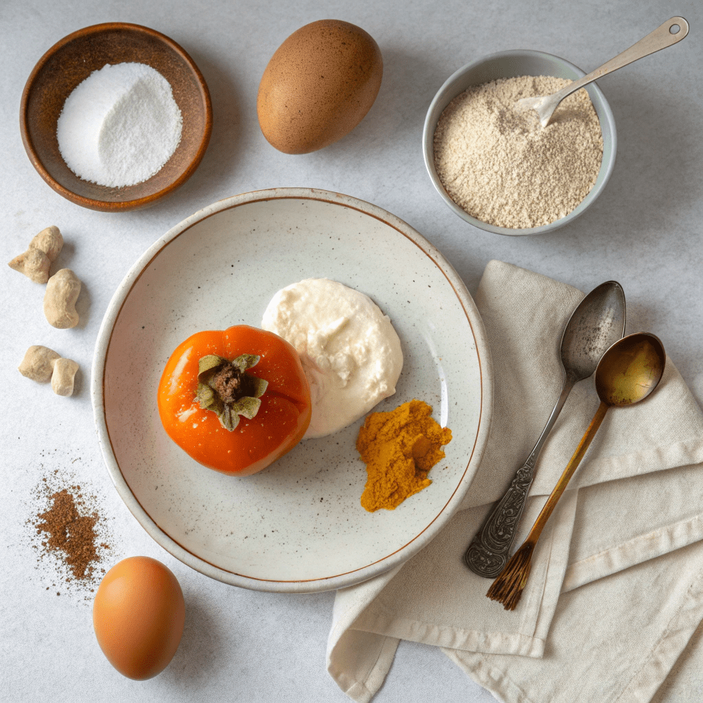 Ingredients for Sweet Pumpkin Persimmon and Ginger Creme Brûlée