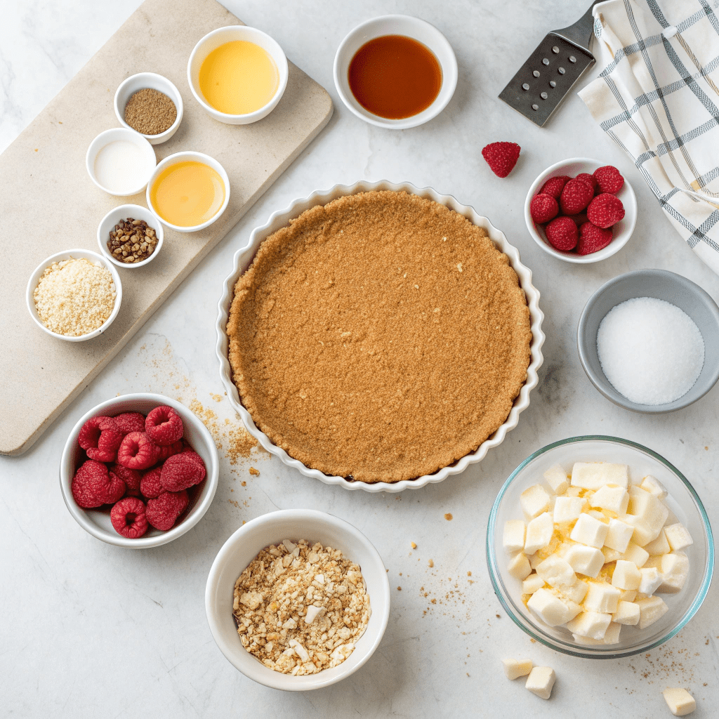 Ingredients for No-Bake White Chocolate Raspberry Pie