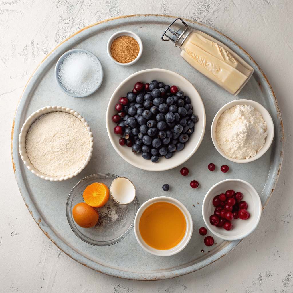 Ingredients for Tart & Sweet Blueberry Cranberry Pie