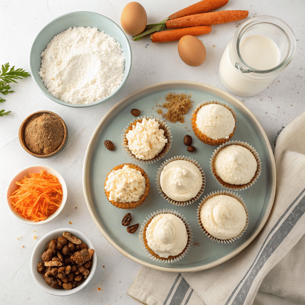 Ingredients for Gluten-Free Carrot Cake Cupcakes (Refined Sugar Free)