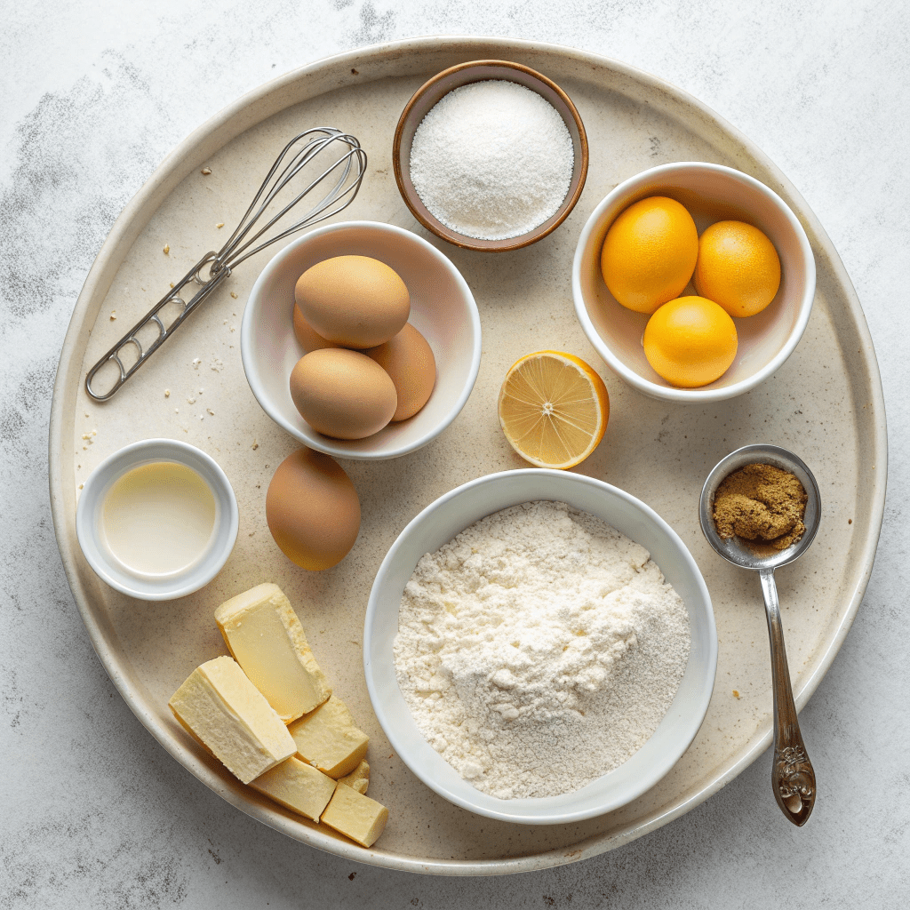 Ingredients for Lemon Meringue Cake