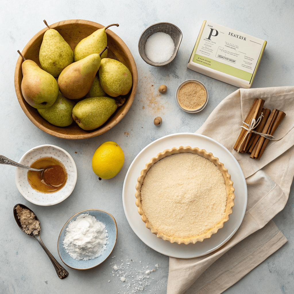 Ingredients for Flakey and Easy Pear Pie