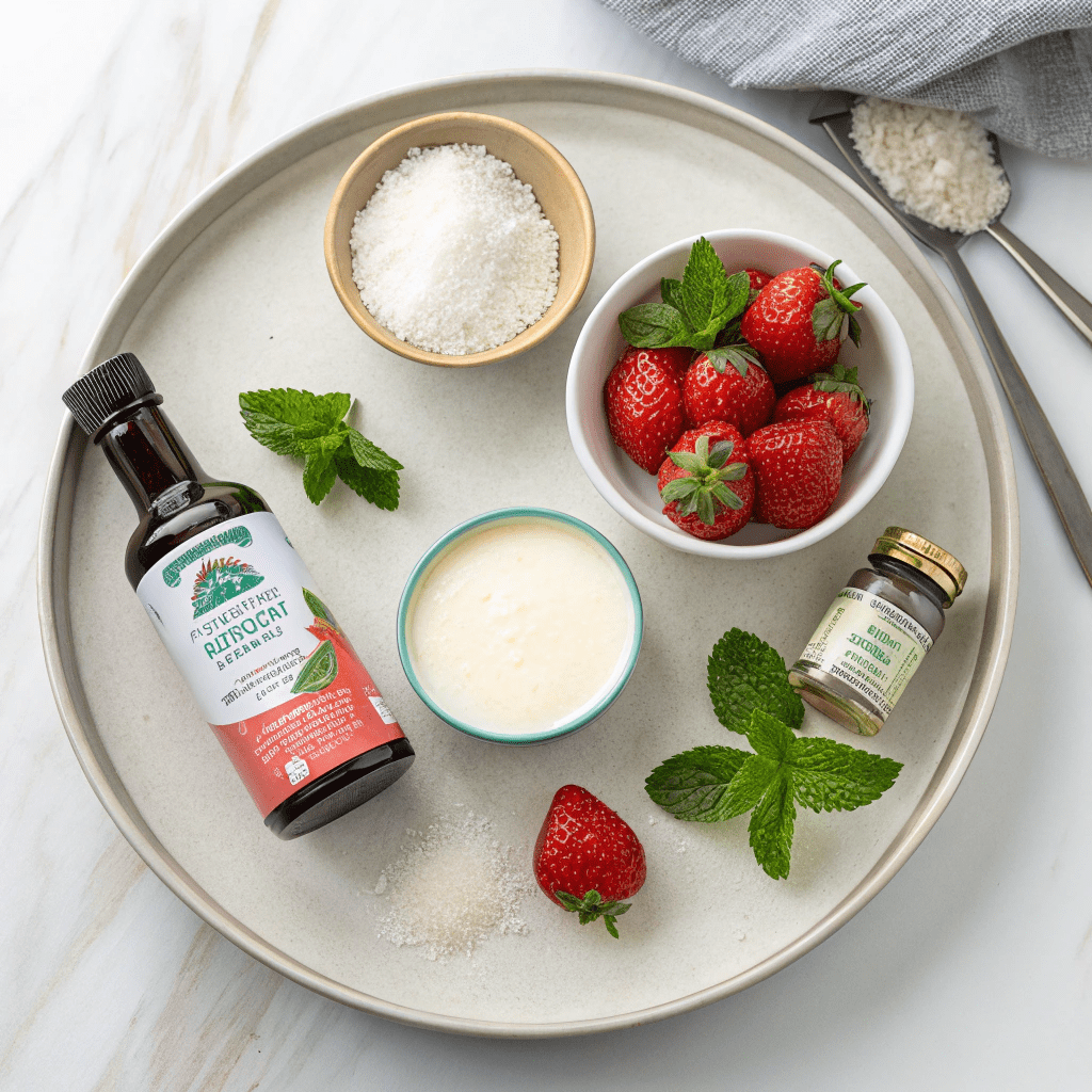 Ingredients for Strawberry & Mint Dairy-Free Ice Cream