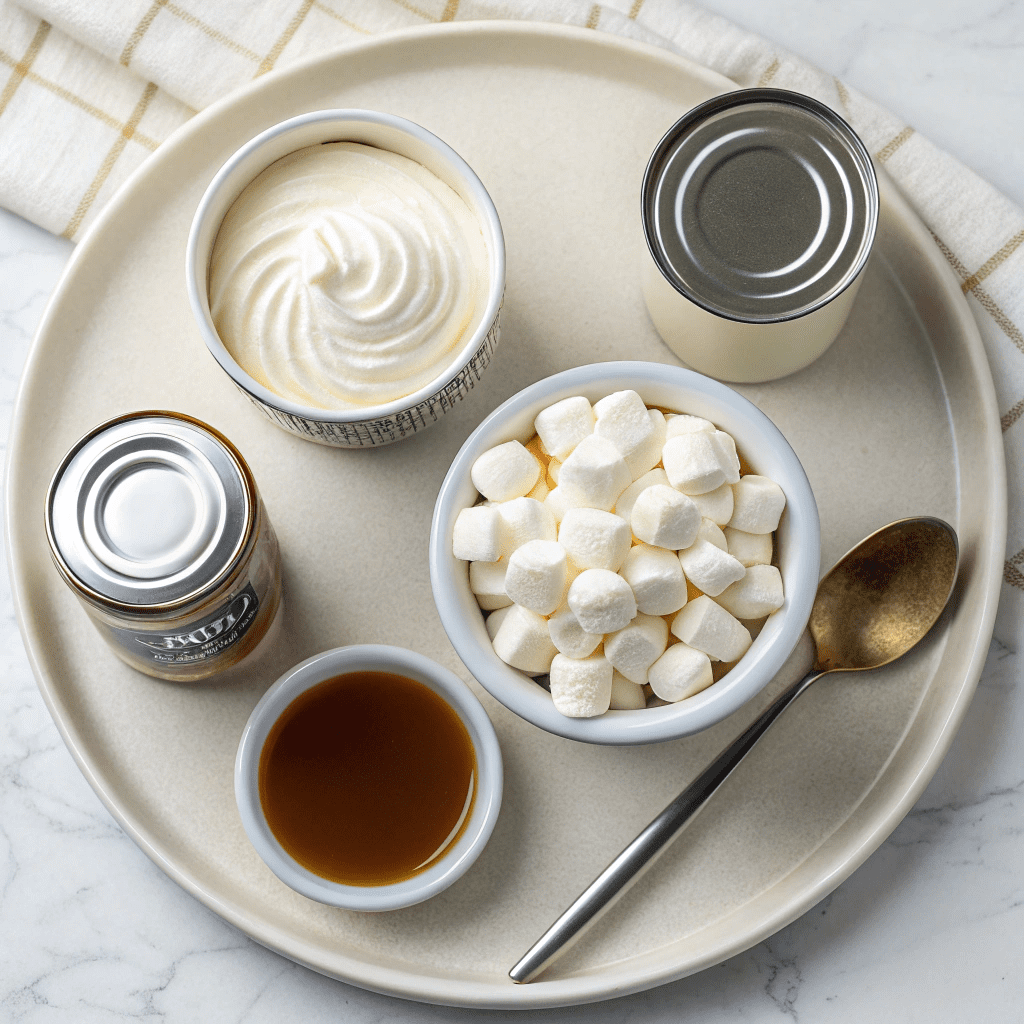 Ingredients for Toasted Marshmallow Ice Cream (No Machine)