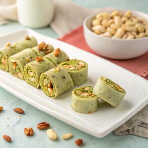 Diwali Kaju Pista (Cashew Pistachio) Rolls Recipe