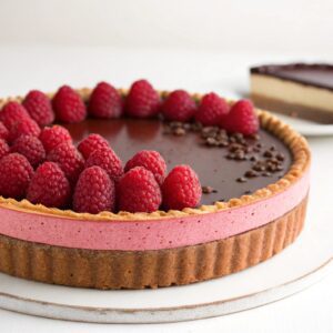 Chocolate and Raspberry Panna Cotta Tart Recipe