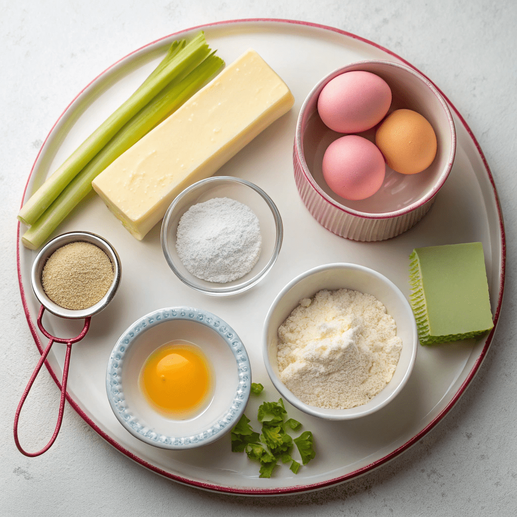 Ingredients for Celery Stamp Rose Painted Cake