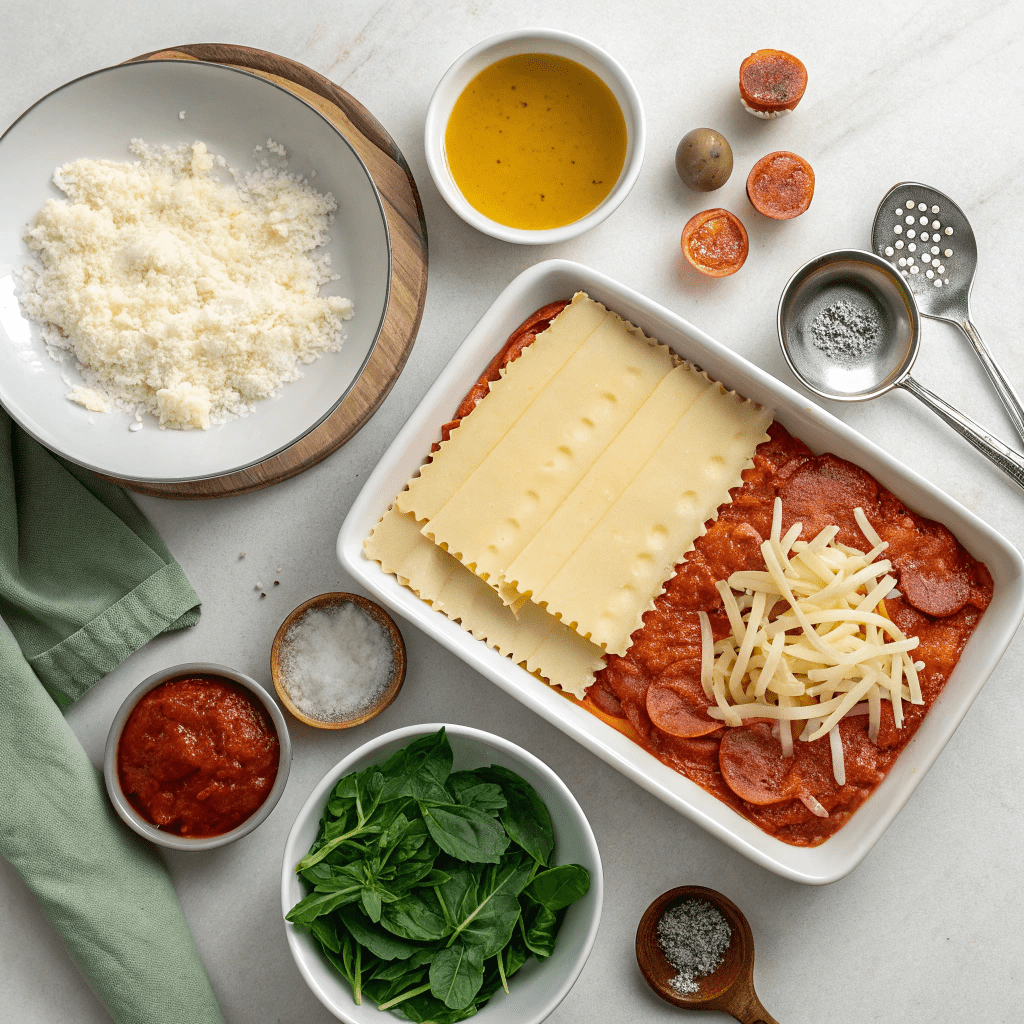 Ingredients for Microwave Lasagna In A Mug