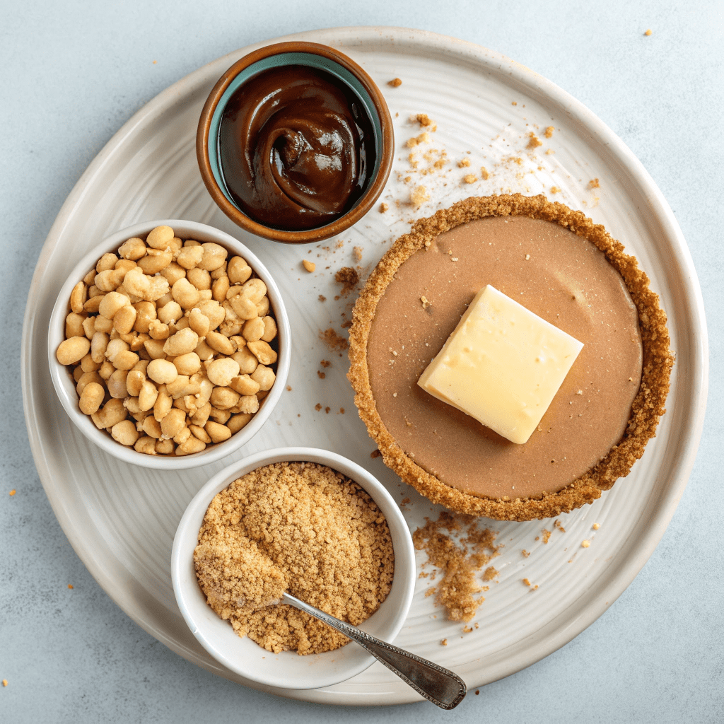 Ingredients for Salted Caramel and Peanut Chocolate Tart