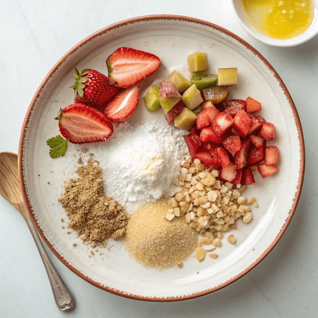 Ingredients for Sublime Strawberry Rhubarb Crisp