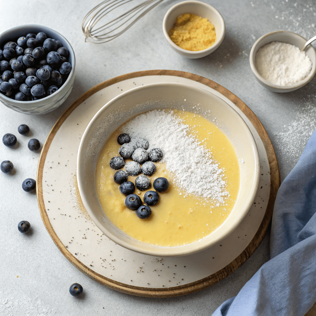 Ingredients for Lemon and Blueberry Crepes