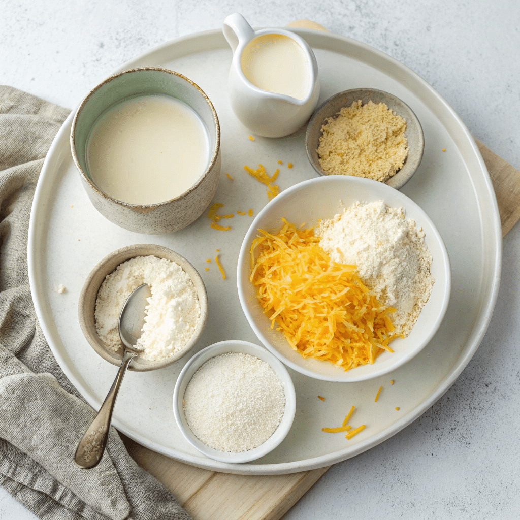 Ingredients for Brazilian Cheese Bread (Pão de Queijo)