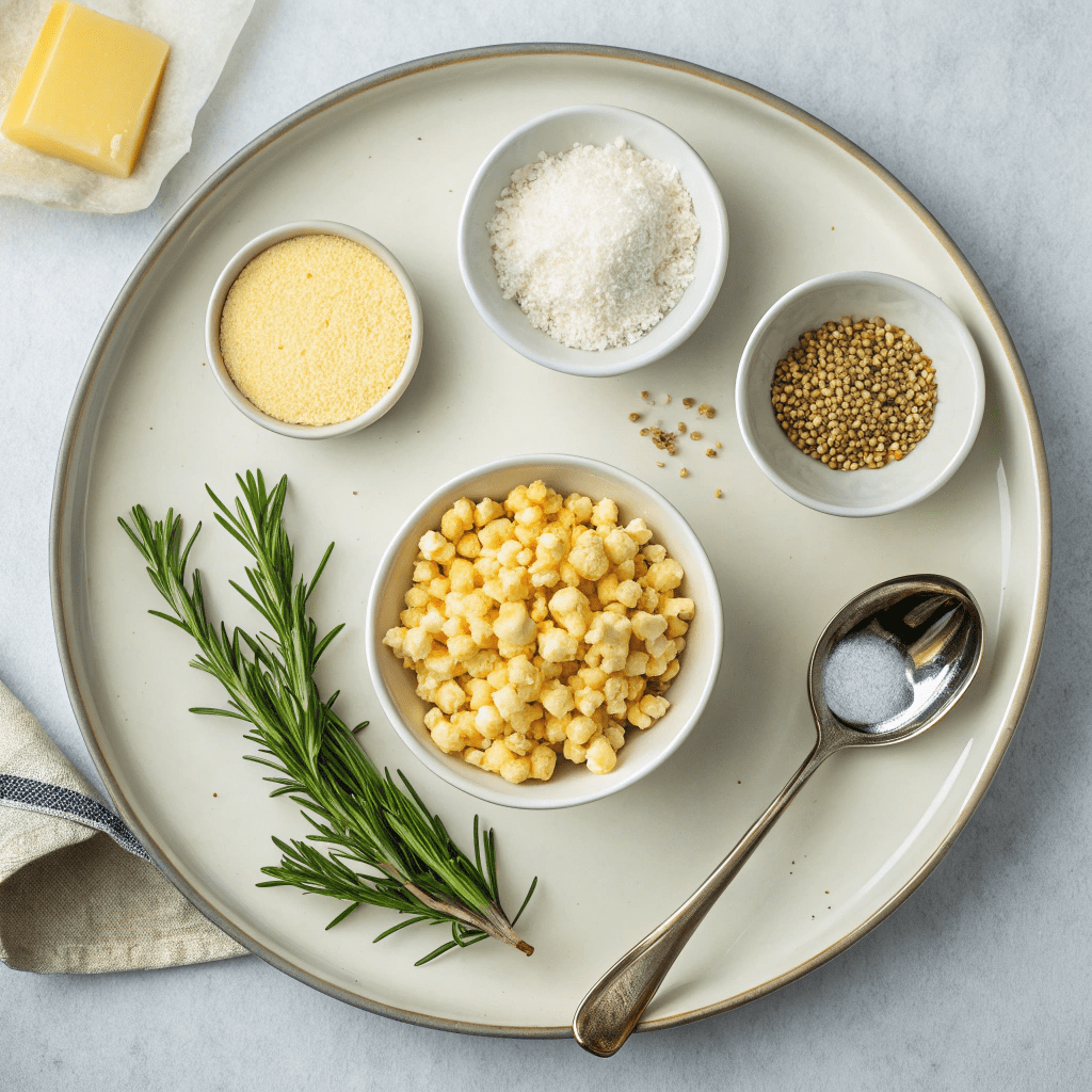 Ingredients for Microwave Cheese & Rosemary Popcorn