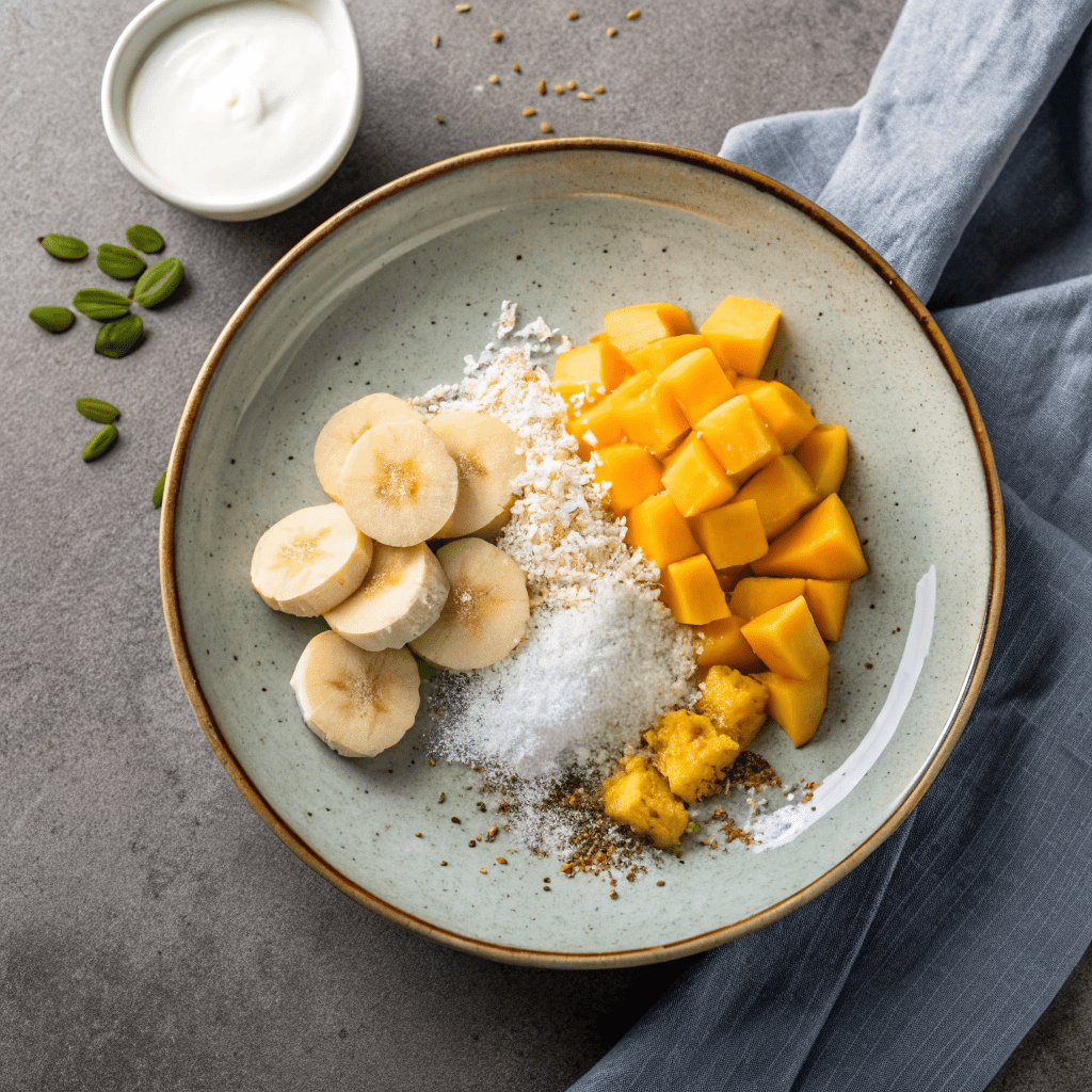 Simple Ingredients for Mango Coconut Breakfast Ice Cream