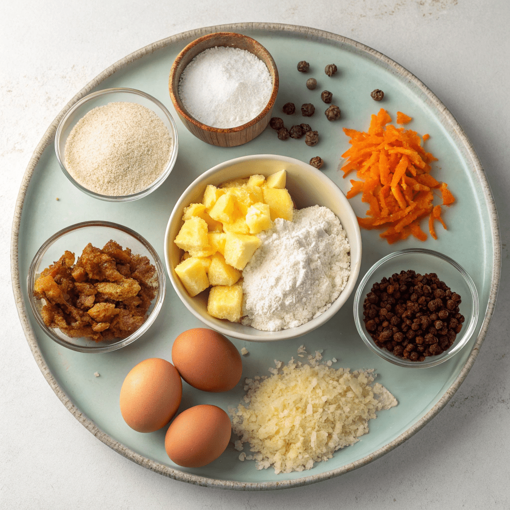 Ingredients for 3-Layer Carrot Cake Made in the Microwave