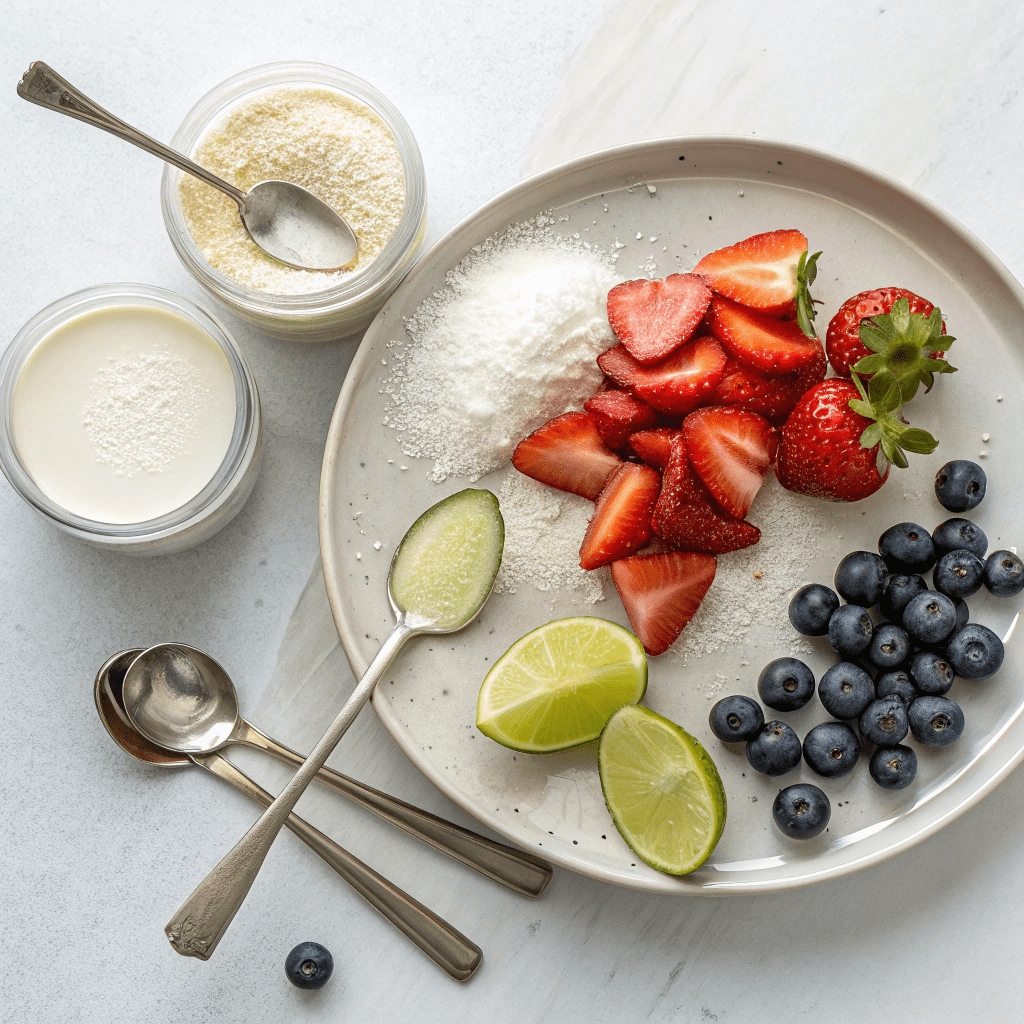 Ingredients for Coconut Panna Cotta with Summer Fruit