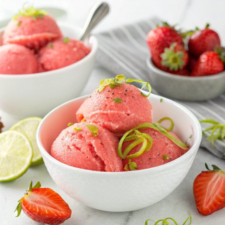 Homemade Strawberry & Lime Sorbet in 5 Minutes (No Machine) Recipe