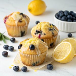 Bakery-Style Lemon Blueberry Muffins Recipe