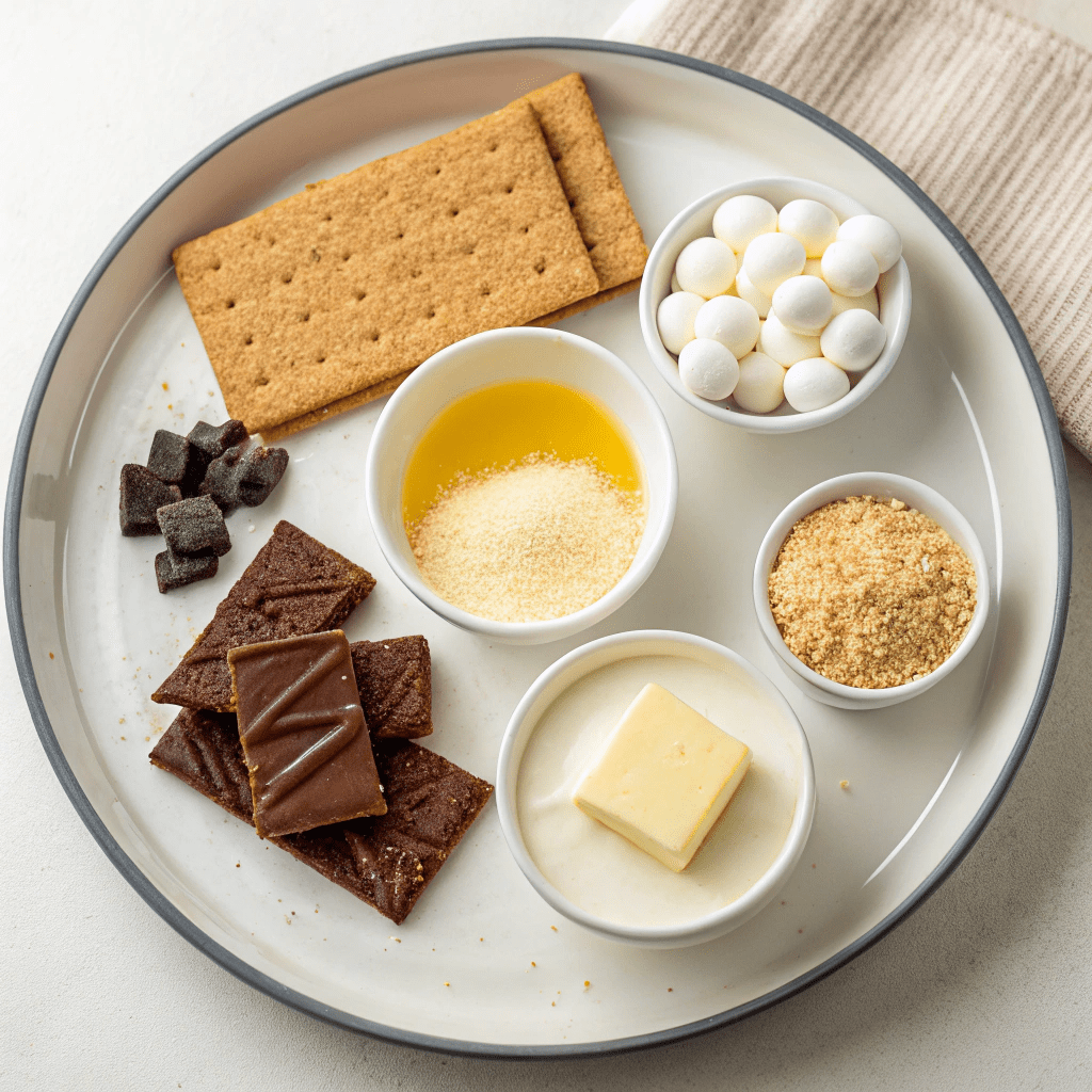 Ingredients for S’more Cheesecake (No-Bake Recipe)