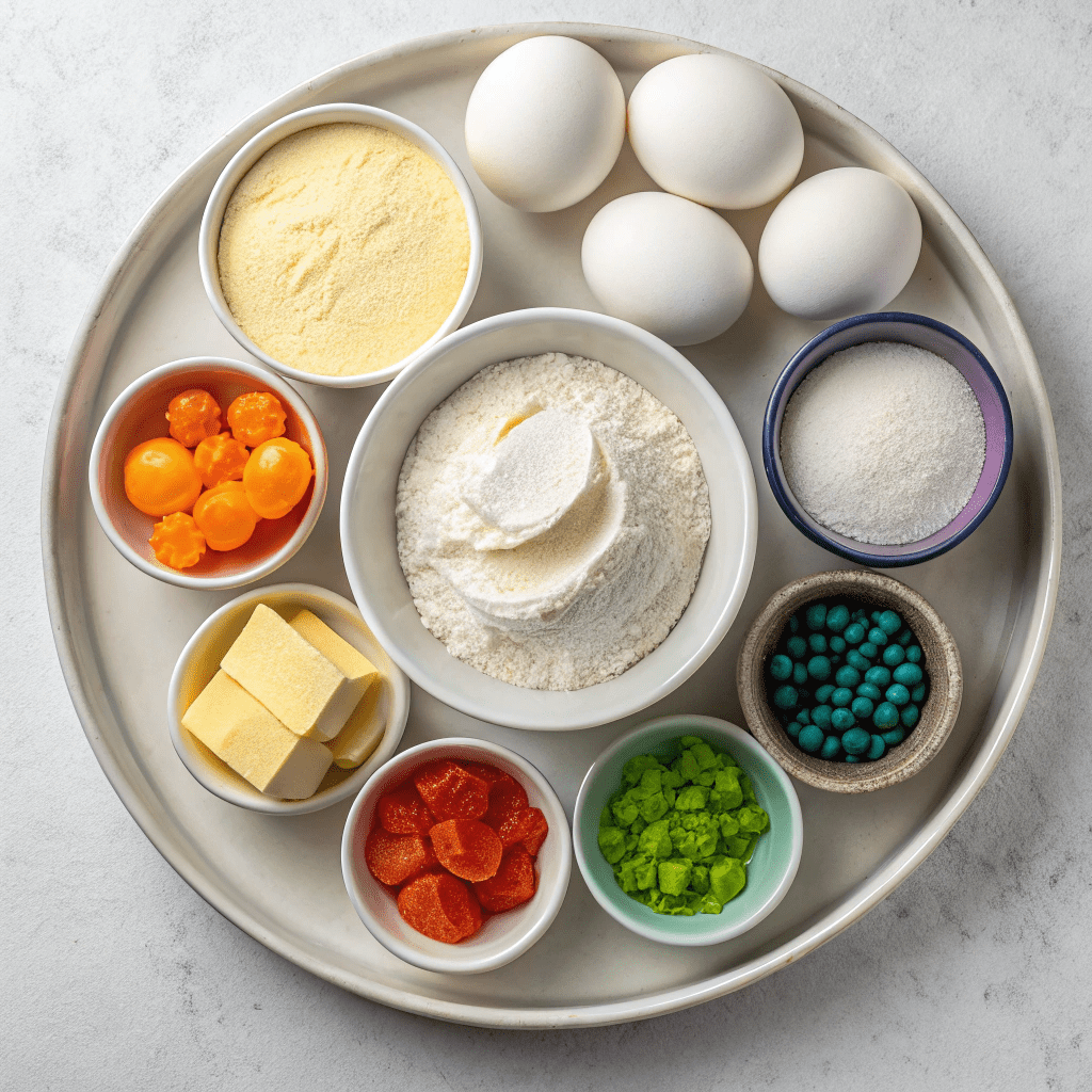 Ingredients for Double Rainbow Cake