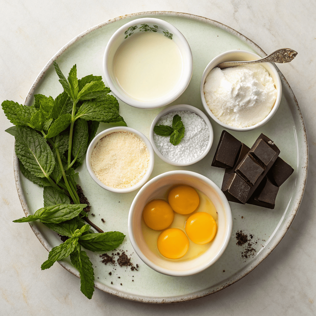 Ingredients for Real Mint Chocolate Chip Gelato