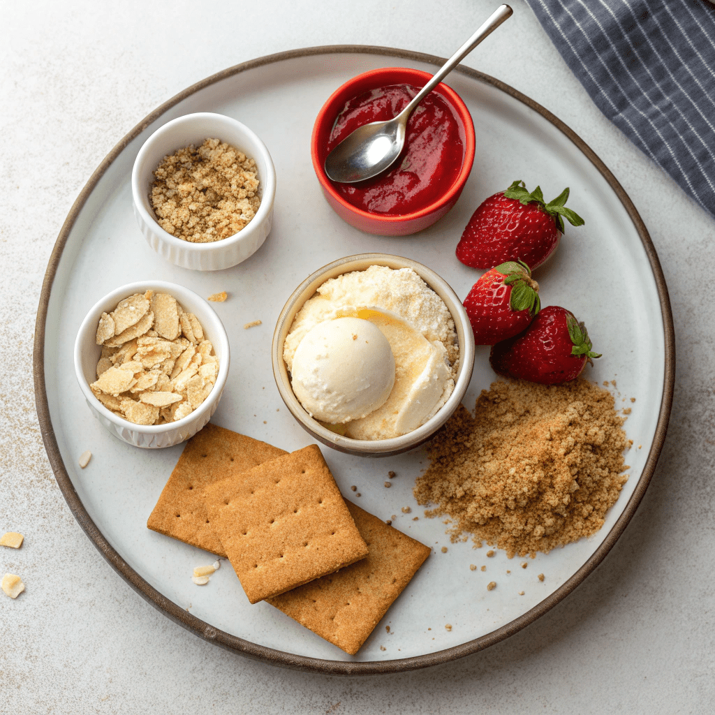 Ingredients for No-Machine Strawberry Cheesecake Ice Cream